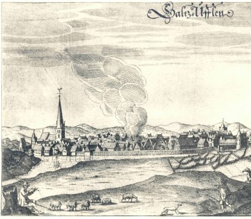 Kupferstich von Elias von Lennep; Ansicht der Stadt Salzuflen von Norden, 1663, © Stadt Bad Salzuflen