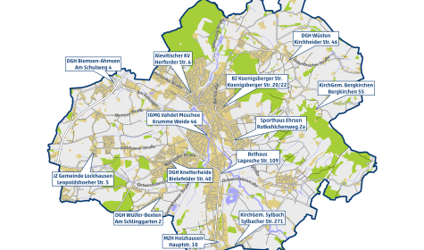 Eine Übersicht aller Wärmeräume als Notfallpunkte in Bad Salzuflen. , © Stadt Bad Salzuflen